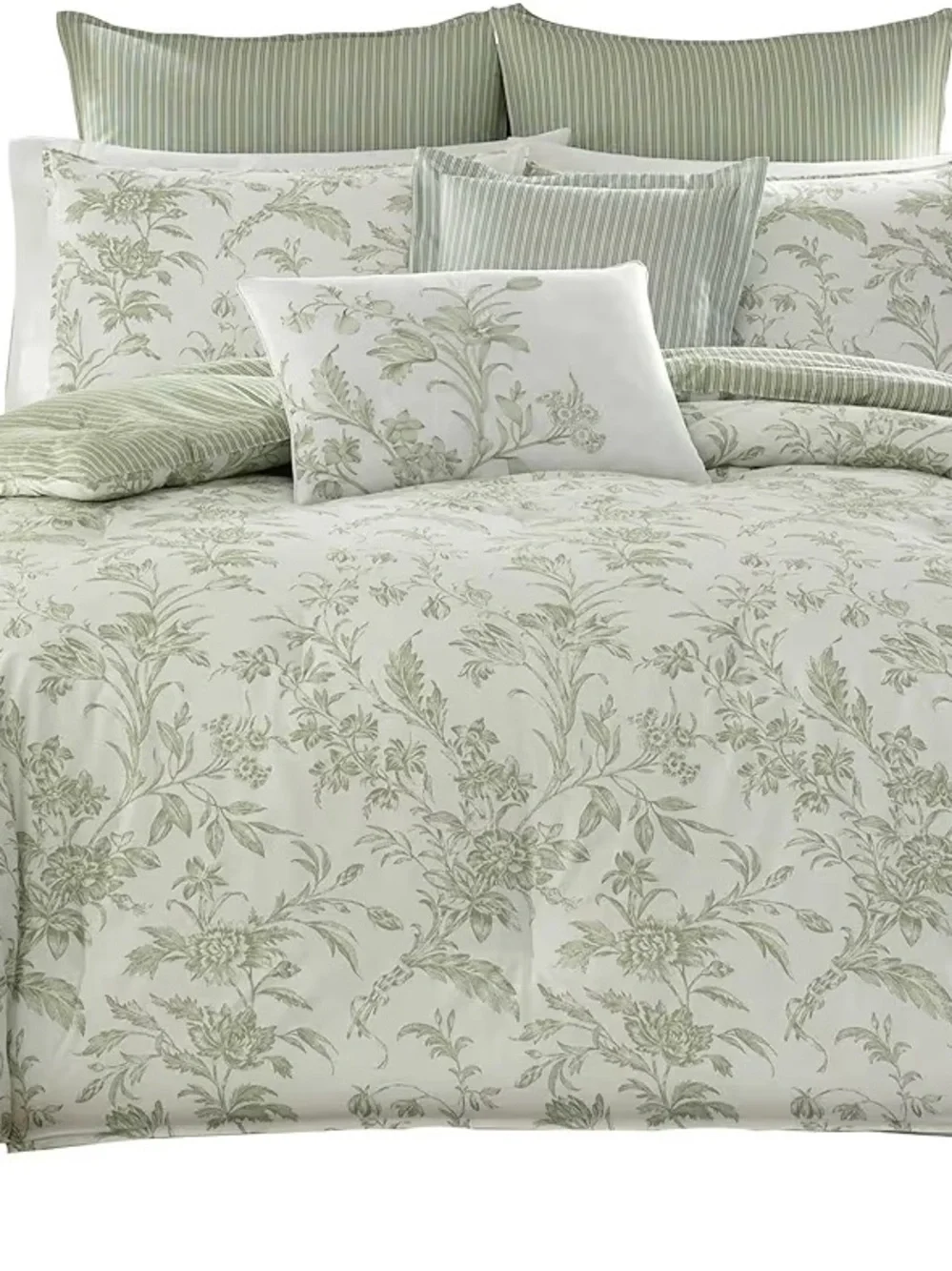 Laura Ashley Natalie Sage King Duvet Cover Set Reversible Cotton NWT